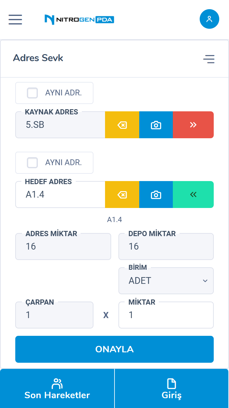 Nitrogen PDA - Adres Sevk