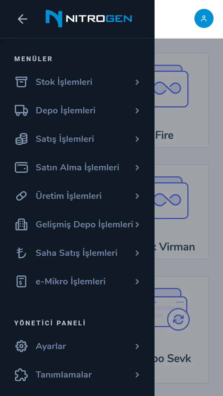 Nitrogen PDA ana menü ekranı