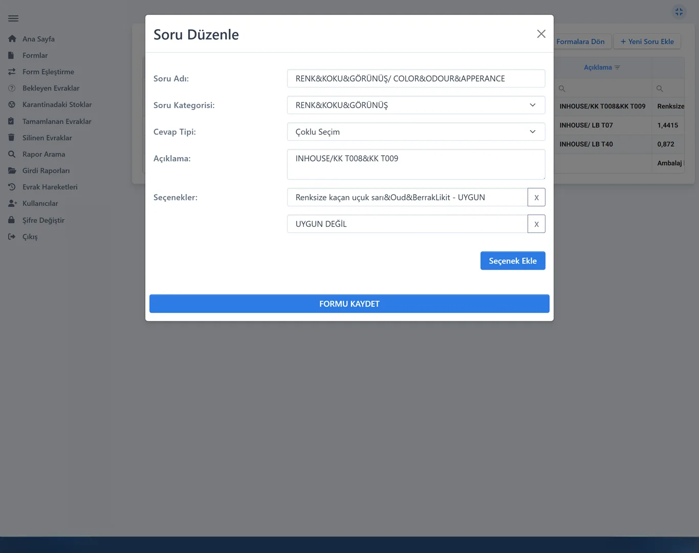 Nitrogen QMS · Soru düzenleme